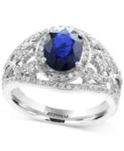 Effy Final Call Sapphire (9/10 Ct. T.w.) And Diamond (1/2 Ct. T.w.) Openwork Ring In 14k White Gold
