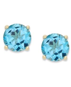18k Gold Over Sterling Sterling Earrings, December's Birthstone Swiss Blue Topaz Stud Earrings (2 Ct. T.w.)