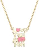 Children's Enamel Love You A Ton Pendant Necklace In 18k Gold Over Sterling Silver