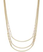 Bcbgeneration Gold-tone Polished Bar Beaded Triple-layer Necklace