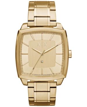 Ax Armani Exchange Men's Diamond Accent Gold-tone Stainless Steel Bracelet Watch 40x40mm Ax2364