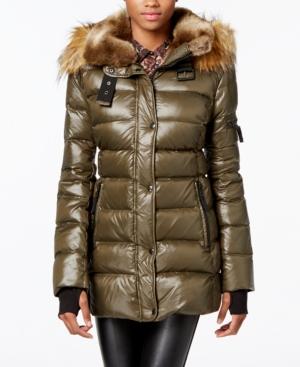 S13 Faux-fur-trim Shimmer Down Puffer Coat