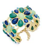 Charter Club Gold-tone Multi-stone Floral Link Bracelet, Only At Macy's