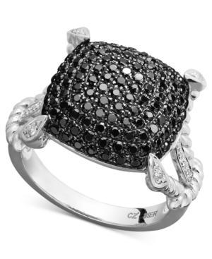 Sterling Silver Ring, Black And White Diamond Square Rope Ring (1 Ct. T.w.)