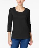 Karen Scott Petite Scoop-neck Top, Only At Macy's