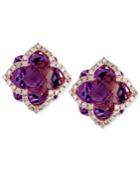 Lavender Rose By Effy Amethyst (6-1/4 Ct. T.w.) And Diamond (1/3 Ct. T.w.) Clover Stud Earrings In 14k Rose Gold