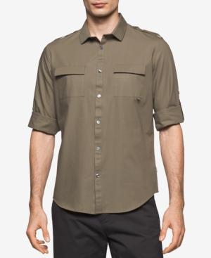 Calvin Klein Men's Slim-fit Utility D-ring Cotton Shirt