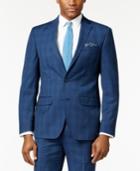 Sean John Men's Slim-fit Navy Plaid Suit Jacket