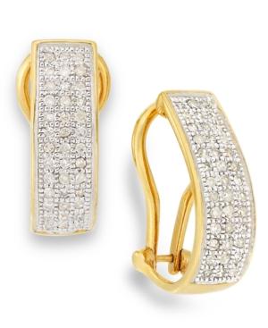 Diamond Omega Hoop Earrings In 10k Gold (1/4 Ct. T.w.)