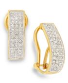 Diamond Omega Hoop Earrings In 10k Gold (1/4 Ct. T.w.)