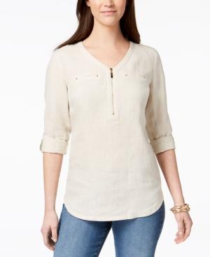 Jm Collection Zippered Henley Top, Created For Macy's