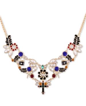 Guess Gold-tone Multicolor Crystal Cross Statement Necklace, 16 + 2 Extender
