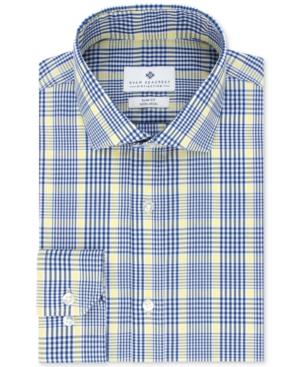 Ryan Seacrest Distinction Men's Slim-fit Non-iron Navy Plaid Dress Shirt, Created For Macy's