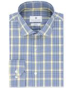 Ryan Seacrest Distinction Men's Slim-fit Non-iron Navy Plaid Dress Shirt, Created For Macy's