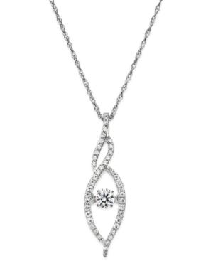 Twinkling Diamond Star Diamond Swirl Pendant Necklace In 14k White Gold (3/8 Ct. T.w.)