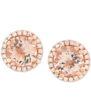 Morganite (3/4 Ct. T.w.) & Diamond (1/8 Ct. T.w.) Stud Earrings In 14k Rose Gold