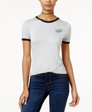 Rebellious One Juniors' Daisy Tulip-hem Ringer T-shirt