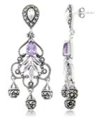 Amethyst (1 Ct. T.w.) & Marcasite Chandelier Earrings In Sterling Silver