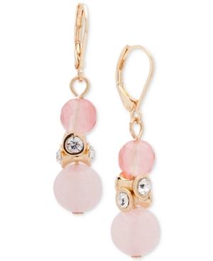 Anne Klein Gold-tone Crystal & Colored Stone Drop Earrings