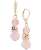 Anne Klein Gold-tone Crystal & Colored Stone Drop Earrings