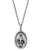 Oval Miraculous Pendant Necklace In Sterling Silver