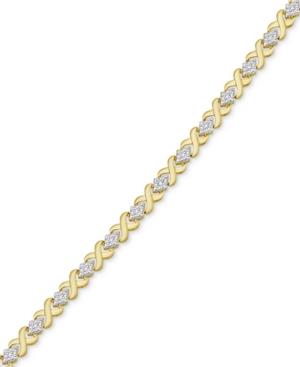 Diamond Accent X Link Bracelet In Gold Over Silver-plated Brass