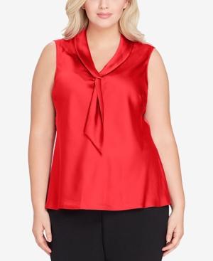 Tahari Asl Plus Size Tie-neck Top
