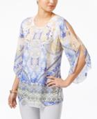 Jm Collection Printed Split-sleeve Tunic, Only At Macy's