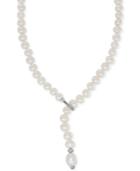 Cultured Freshwater Pearl (7mm) & White Topaz (1/6 Ct. T.w.) Lariat Necklace