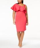 Calvin Klein Plus Size One-shoulder Ruffle Scuba Dress
