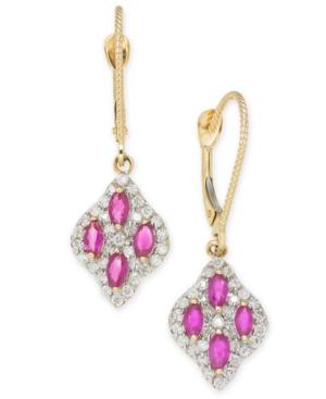 Ruby (1 Ct. T.w.) & Diamond (1/2 Ct. T.w.) Drop Earrings In 14k Gold