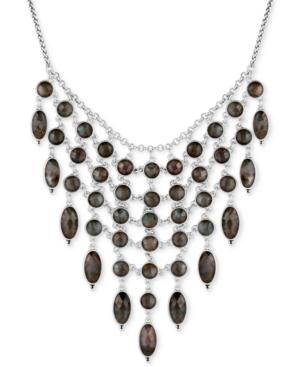 Lucky Brand Silver-tone Mother-of-pearl-look Statement Necklace