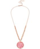 Kenneth Cole New York Rose Gold-tone Pink Stone Beaded Pendant Necklace