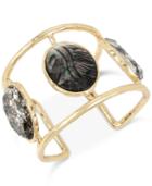 Betsey Johnson Gold-tone Multi-stone Openwork Cuff Bracelet