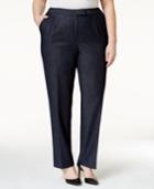 Tahari Asl Plus Size Straight-leg Chambray Pants