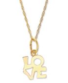 Children's 14k Gold Necklace Love Pendant Necklace