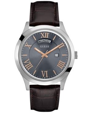 Guess Men's Metropolitan Brown Leather Strap Watch 44mm U0792g7