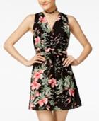 Teeze Me Juniors' Floral-print Fit & Flare Dress