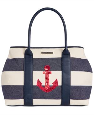 Tommy Hilfiger Aurora Embellished Woven Rugby Tote