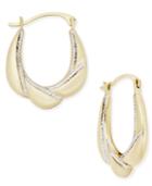 Two-tone Overlap Hoop Earrings In 10k Gold And Rhodium Plate