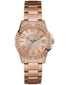 Guess Women's Crystal Accented Rose Gold-tone Stainless Steel Bracelet Watch 36mm U0779l3