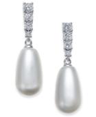 Danori Silver-tone Crystal & Imitation Pearl Drop Earrings, Created For Macy's