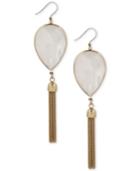 Lucky Brand Gold-tone Stone And Fringe Drop Earrings