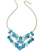 Charter Club Gold-tone Blue Stone Statement Necklace, Only At Macy's
