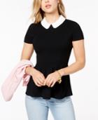 Maison Jules Peter-pan-collar Peplum Sweater, Created For Macy's