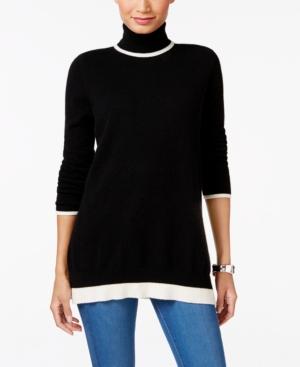 Charter Club Cashmere Contrast-trim Turtleneck Sweater, Only At Macy's