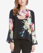 Karen Kane Floral-print Bell-sleeve Top