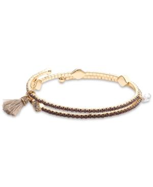 Lonna & Lilly Gold-tone Crystal Evil Eye & Tassel Coil Bangle Bracelet