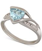 Aquamarine (1-1/10 Ct. T.w.) And Diamond Accent Ring In Sterling Silver