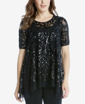 Karen Kane Sequin Contrast Top